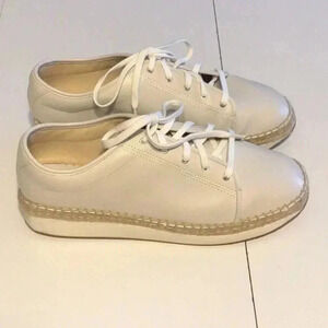 Zara Platform Leather Sneakers Cream White Size 41